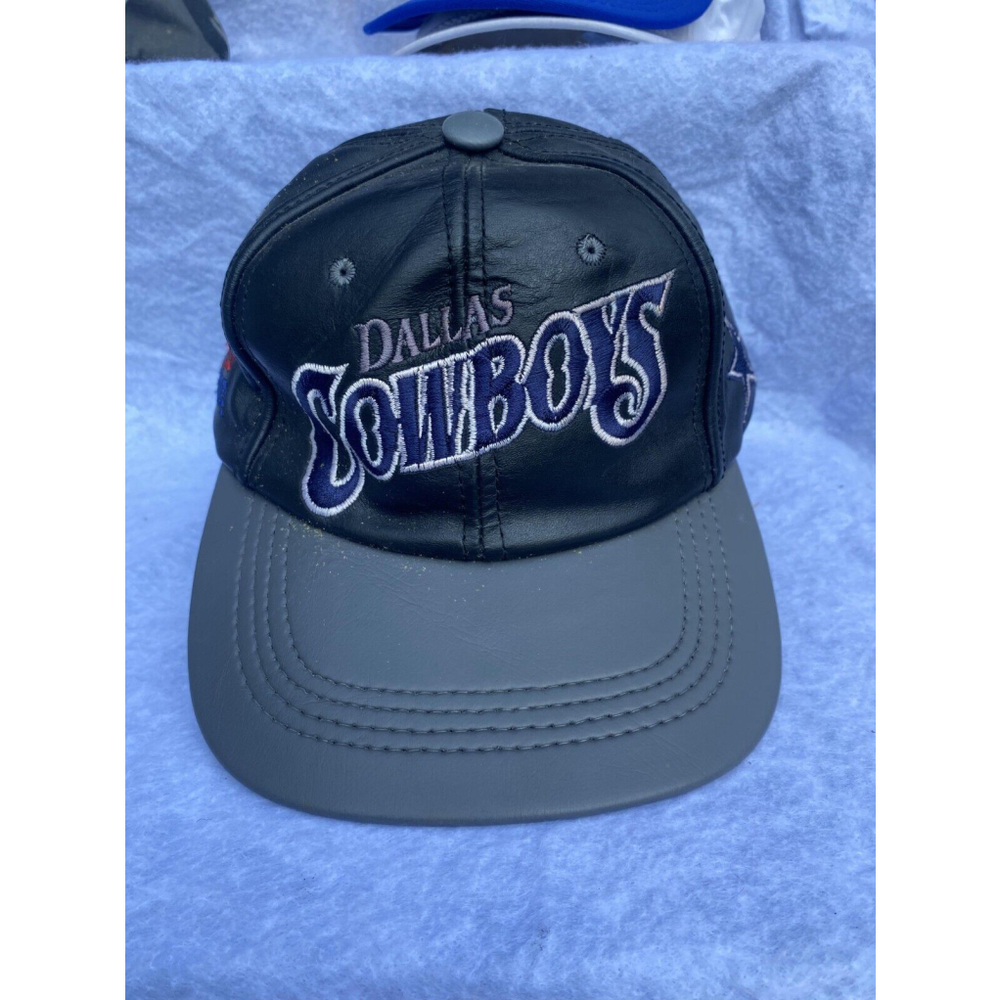 Vintage Unisex Dallas Cowboys Baseball Cap Black Navy Leather One Size Fits All